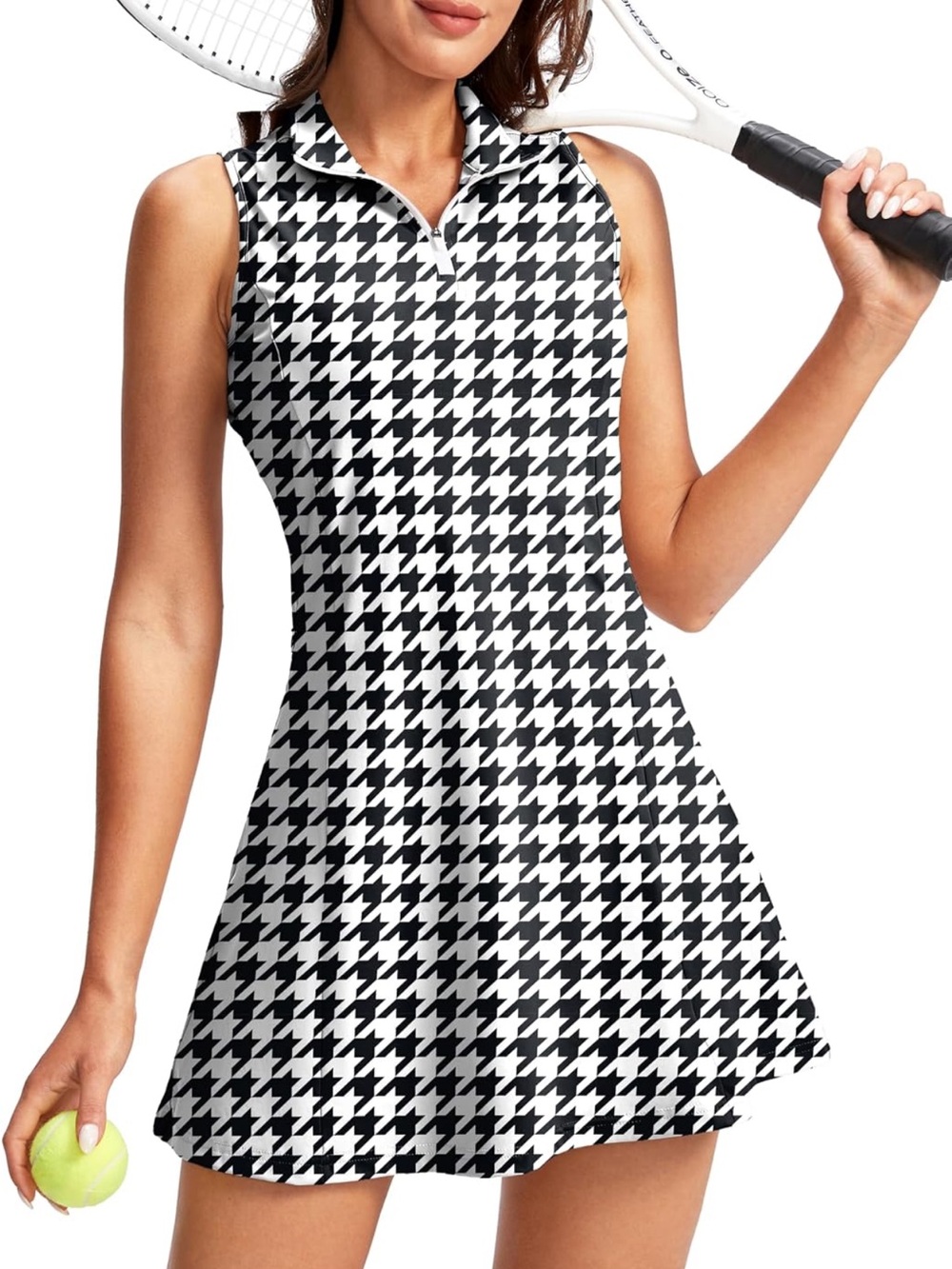 Adorable houndstooth athleisure dress with matching shorts